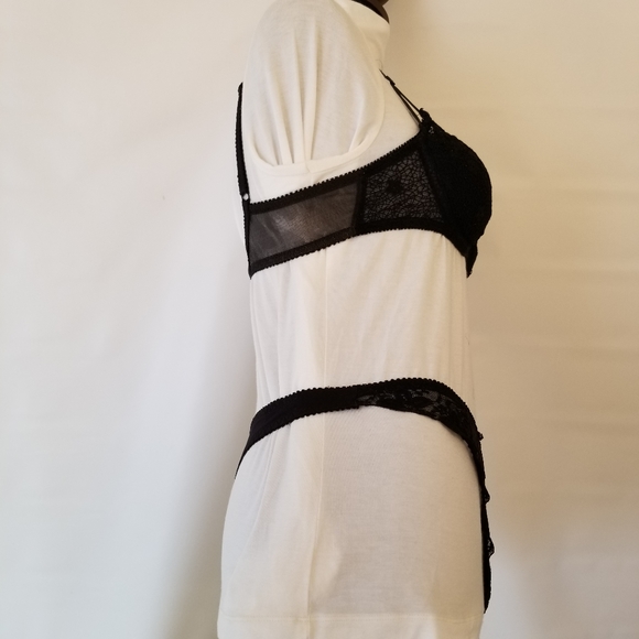 #914BB Authentic 32C Felina Lingerie Black Lace Padded Bra Matching S Thong - Picture 10 of 12